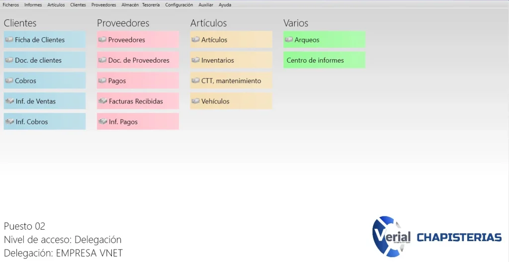 Software de gestión para chapisterías – panel principal con órdenes de trabajo, fichas de vehículos y facturación