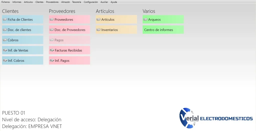 Software de gestión para electrodomésticos – panel principal con control de números de serie, garantías y reparaciones